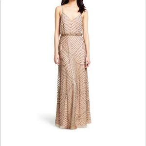 ADRIANNA PAPELL Art Deco blouson beaded gown